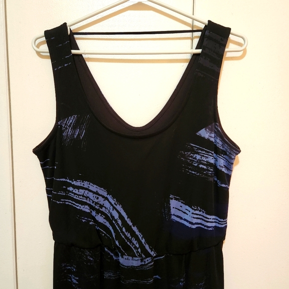 NWT Black and blue maxi dress with sheer top layer and side slit. Built in slip. - Picture 4 of 9